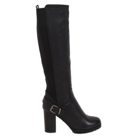 Bottes noires à talons hauts BM16 Black - Ii Gat le noir