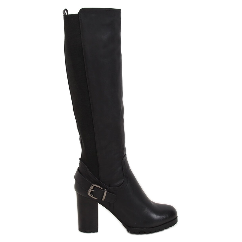 Bottes noires à talons hauts BM16 Black - Ii Gat le noir