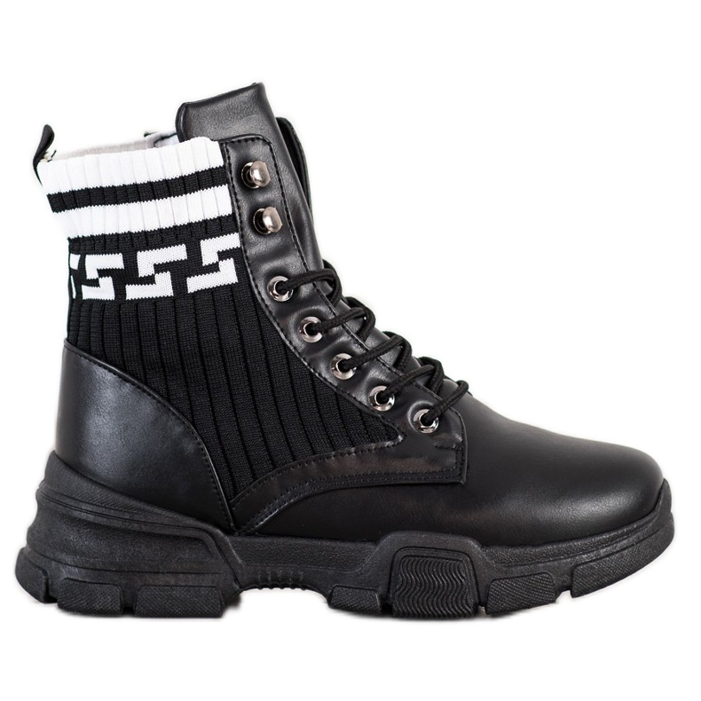 SHELOVET Travailleurs de la mode à lacets blanche le noir