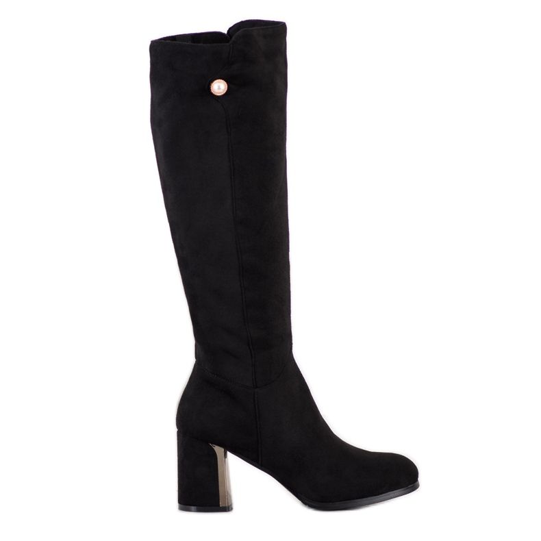 Gogo Bottes élégantes avec une perle le noir