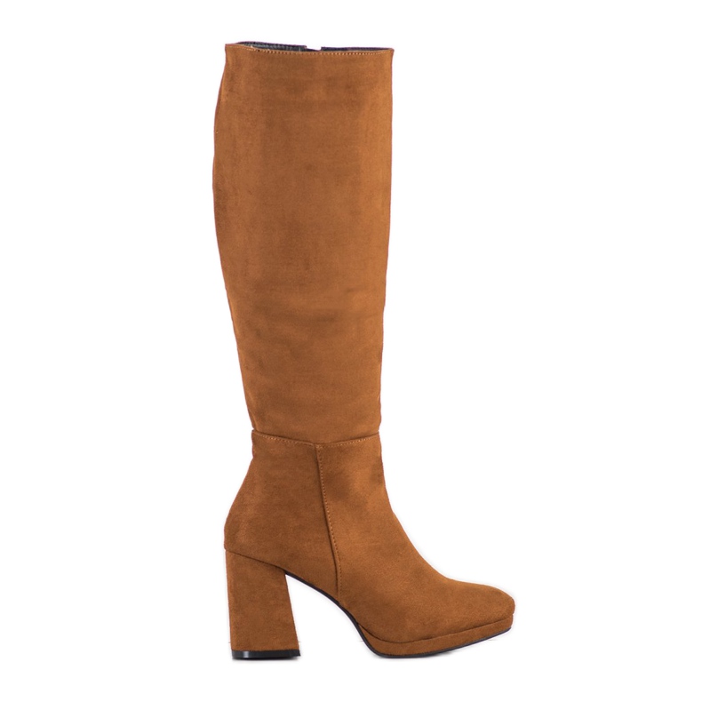 Goodin Bottes en daim sur un pilier brun jaune