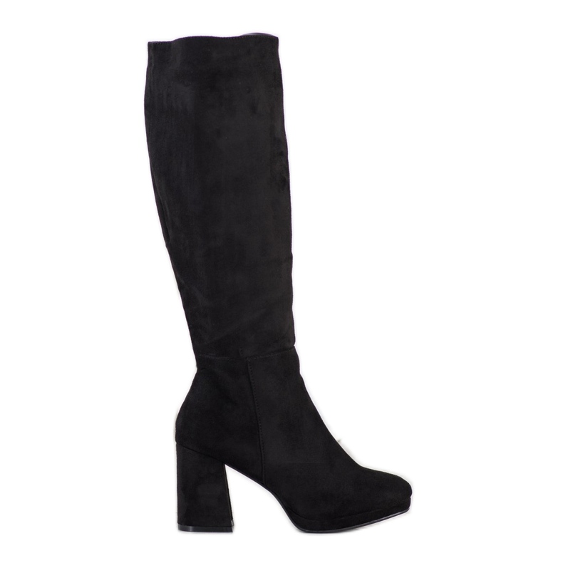 Goodin Bottes en daim sur un pilier le noir