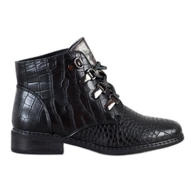 Goodin Bottines à lacets élégantes le noir argent Goodin Bottines à lacets élégantes le noir argent