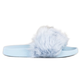 SHELOVET Pantoufles En Caoutchouc Avec Fourrure bleu