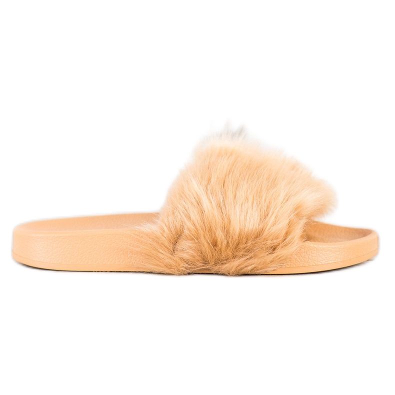 SHELOVET Pantoufles En Caoutchouc Avec Fourrure beige jaune