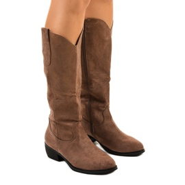 Santiags montantes Everalla en daim kaki vert