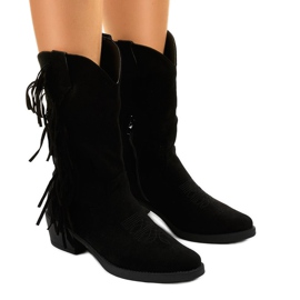 Bottes de cowboy en daim noir sur la fermeture à glissière Arisaria