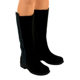 Bottines plates noires à tige longue Magtoris le noir