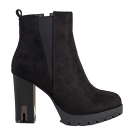 Super Mode Bottes à talon mat noir