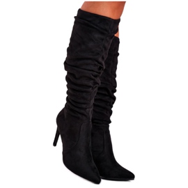 SEA Bottines Femme À Talons Hauts En Daim Noir BM217 Dynamic le noir