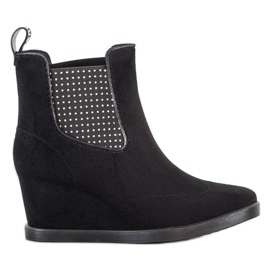 Bona Bottines à enfiler sur un coin le noir Bona Bottines à enfiler sur un coin le noir