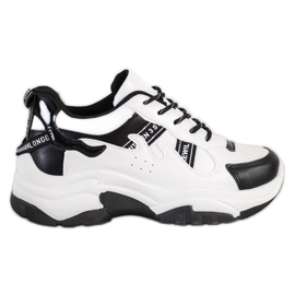 SHELOVET Baskets confortables en cuir écologique blanche le noir SHELOVET Baskets confortables en cuir écologique blanche le noir