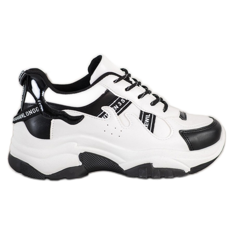 SHELOVET Baskets confortables en cuir écologique blanche le noir