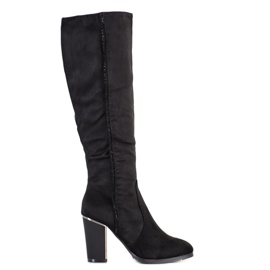 SDS Bottines en daim avec cristaux le noir