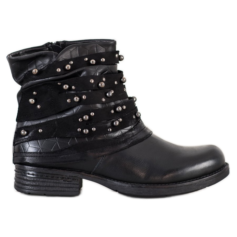 Queentina Bottes confortables avec décorations le noir