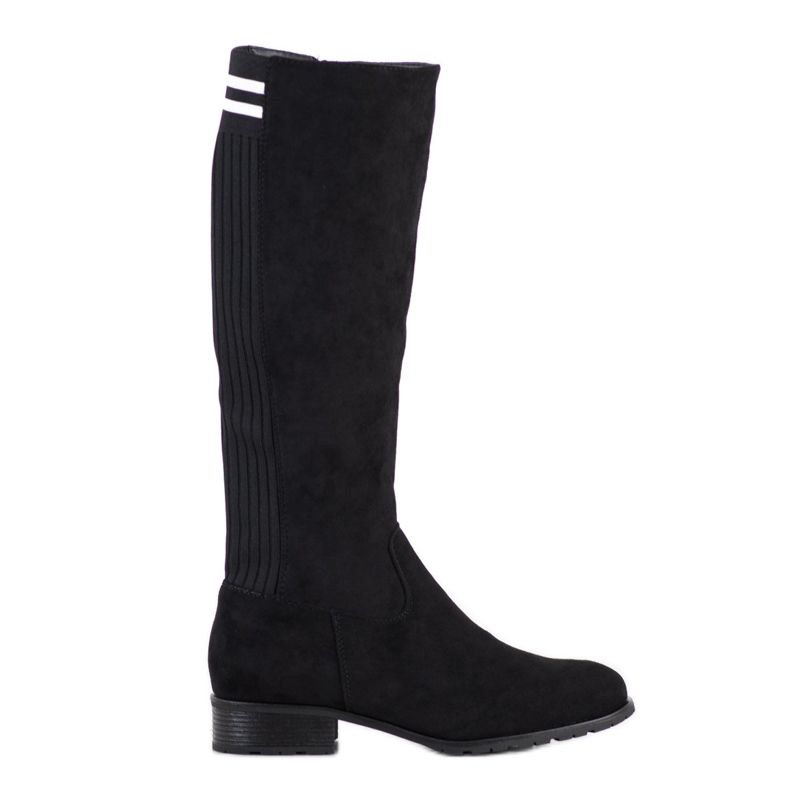 SHELOVET Bottes en daim confortables le noir