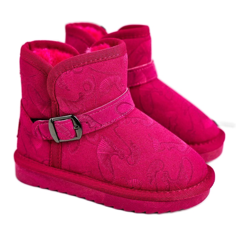 Apawwa Bottes de Neige Enfant Fourrure Fuchsia Kawai rose