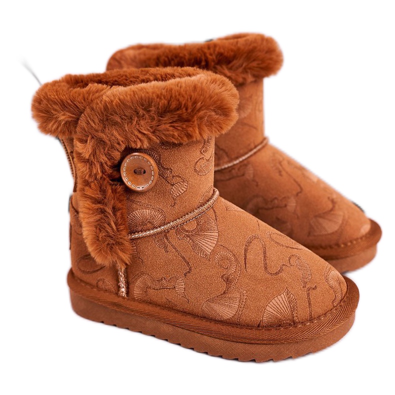Apawwa Bottes De Neige Enfant Avec Fourrure Et Bouton Marron Kawai brun