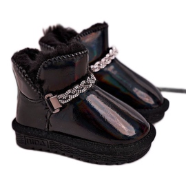 Apawwa Bottes de neige pour enfants avec fourrure Petrol Black Princess noir