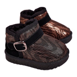 Maiqi Bottes De Neige Enfant Avec Fourrure Doré Noir Dreamy