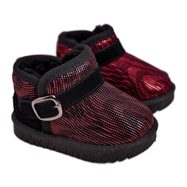 Maiqi Bottes De Neige Enfant Avec Fourrure Rouge Noir Dreamy