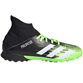 Chaussures de football Adidas Predator 20.3 Tf Junior, noir et vert EH3034 noir-vert / blanc le noir
