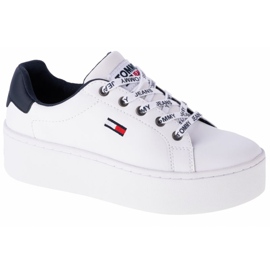 Tommy Hilfiger Iconic Leather Flatform chaussures en EN0EN01113-YBR blanche