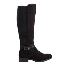 Queentina Bottes en daim le noir Queentina Bottes en daim le noir