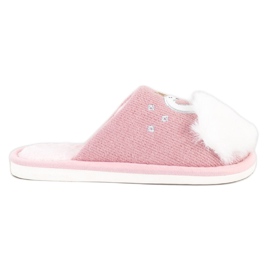 Bona Chaussons Chauds Avec Application blanche rose