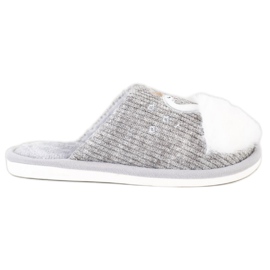 Bona Chaussons Chauds Avec Application blanche gris