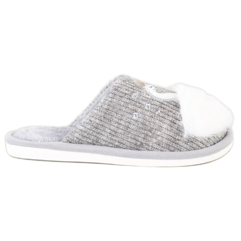 Bona Chaussons Chauds Avec Application blanche gris