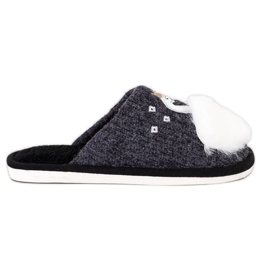 Bona Chaussons Chauds Avec Application blanc noir gris