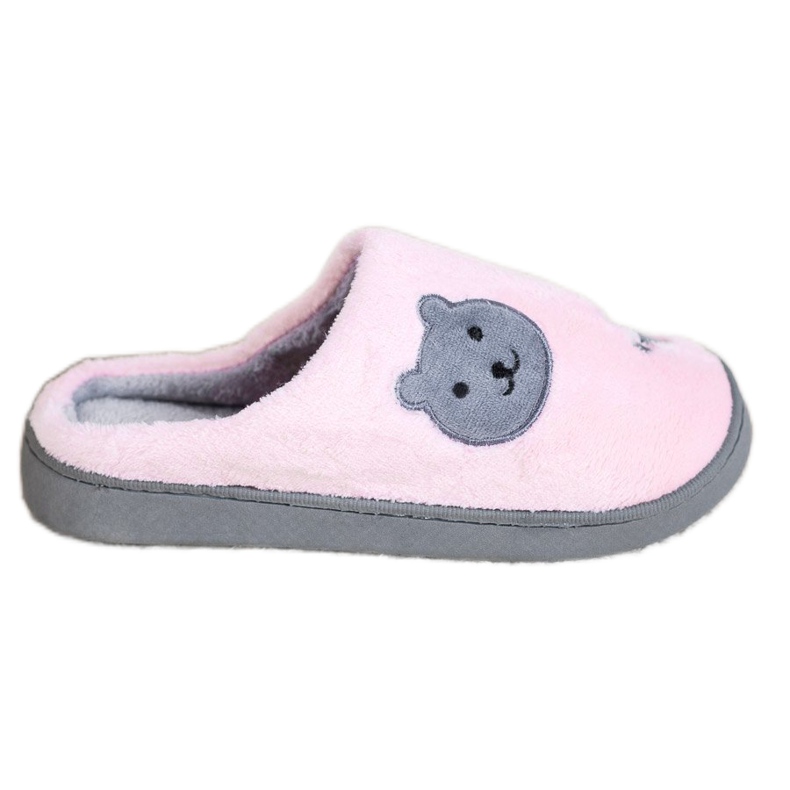 Bona Chaussons chauds à enfiler Teddy Bear rose gris Bona Chaussons chauds à enfiler Teddy Bear rose gris