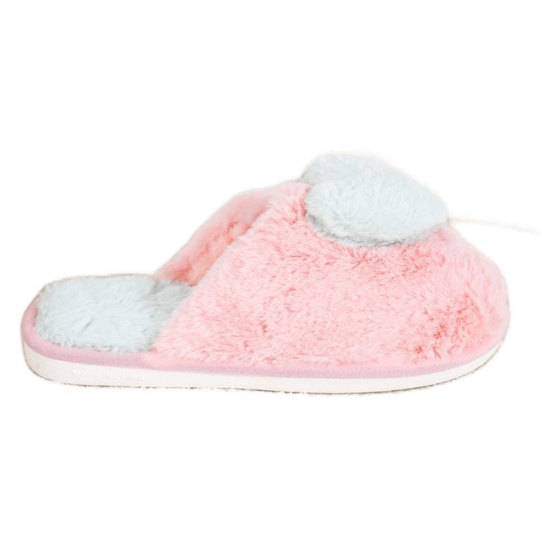 Bona Pantoufles Avec Un Coeur rose gris Bona Pantoufles Avec Un Coeur rose gris