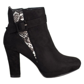 SHELOVET Bottes à talons hauts et imprimé serpent noir gris