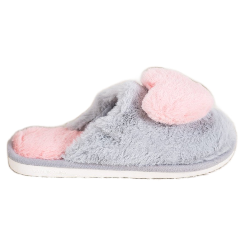 Bona Pantoufles Avec Un Coeur rose gris