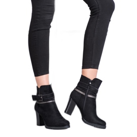 Queentina Bottines en daim élégantes noir argent