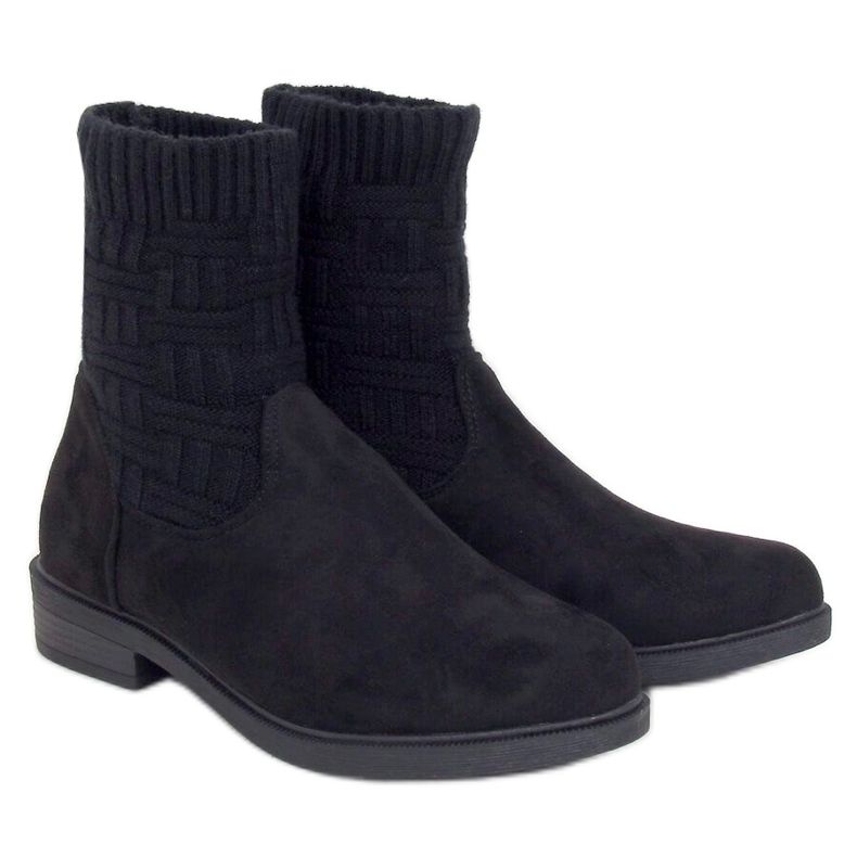 Bottines avec dessus de pull noir E2100 Noir le noir