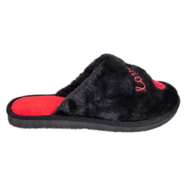 Bona Chaussons d'amour chauds noir rouge