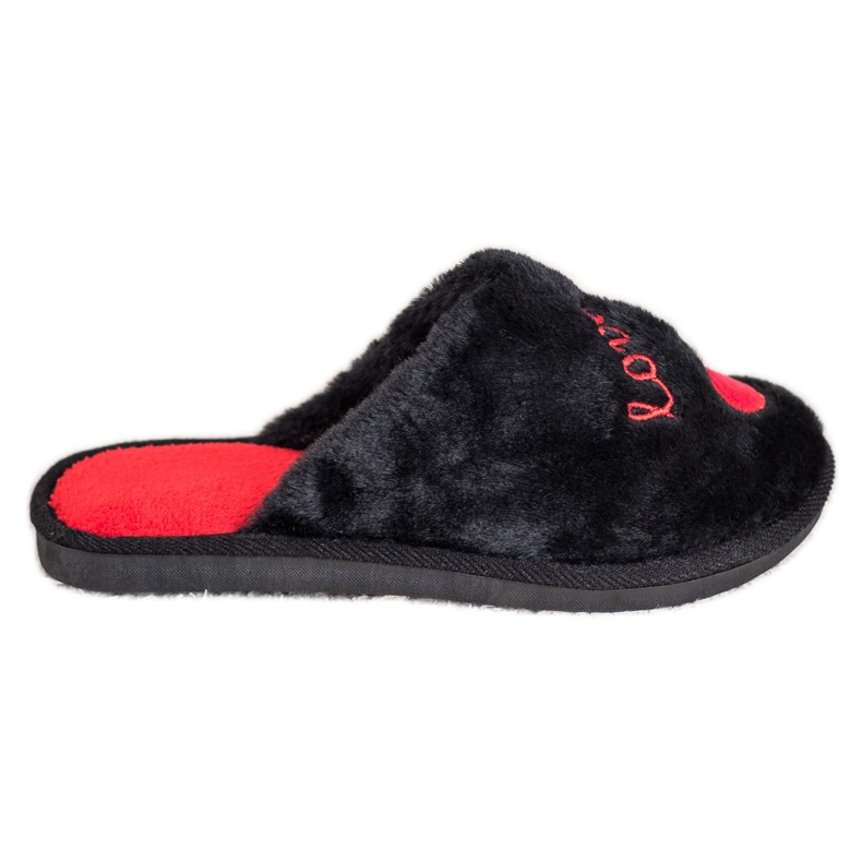 Bona Chaussons d'amour chauds le noir rouge