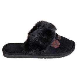 Bona Pantoufles Avec Fourrure D'ours le noir