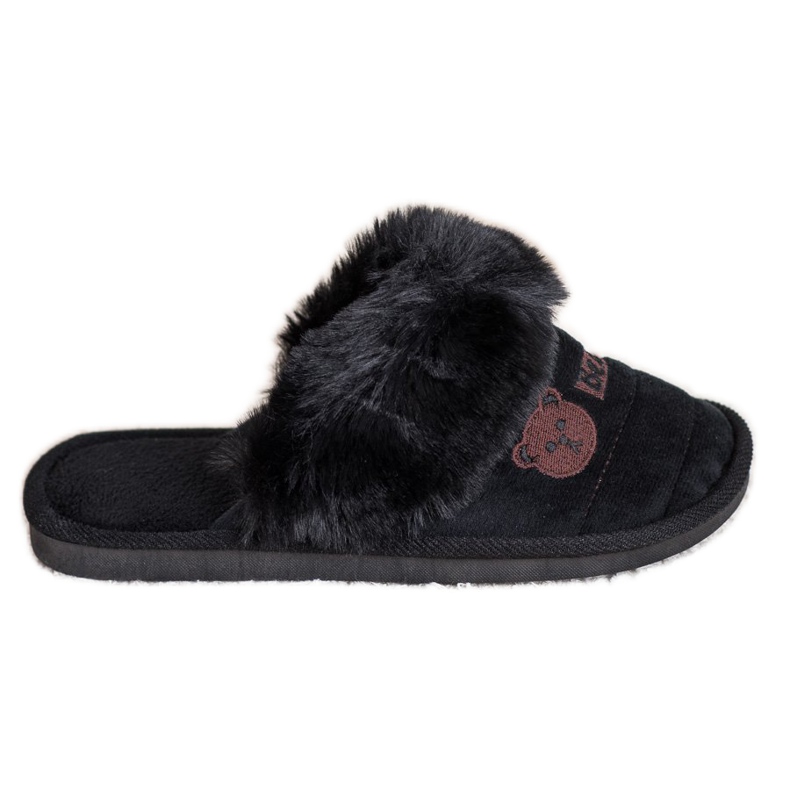 Bona Pantoufles Avec Fourrure D'ours le noir