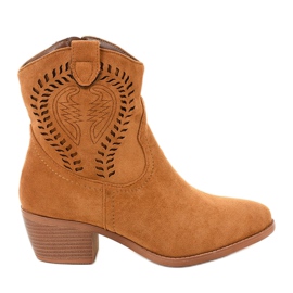 Bottes de cowboy en daim marron avec une fermeture éclair Allocation brun