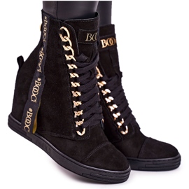 Baskets Femme En Daim Avec Ruban BOOCI 2222/543 / z Noir le noir
