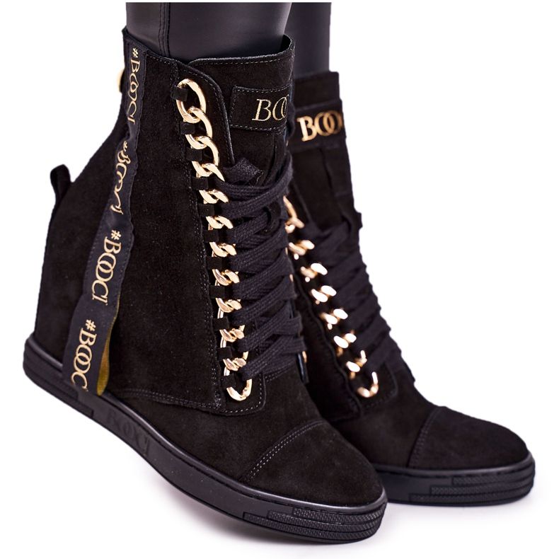 Baskets Femme En Daim Avec Ruban BOOCI 2222/543 / z Noir le noir