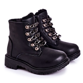 Chaîne en cuir écologique isolée Trappers pour enfants Noir Rock &amp; Roll