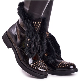 SEA Bottes Chaudes Femme Avec Strass Et Fourrure, Laqué Glam le noir SEA Bottes Chaudes Femme Avec Strass Et Fourrure, Laqué Glam le noir