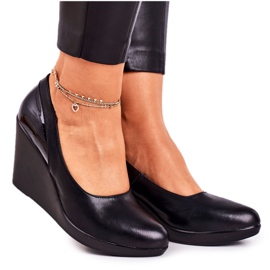 J.STAR But Escarpins Compensés Classiques Femme Laqué Noir Ivonne