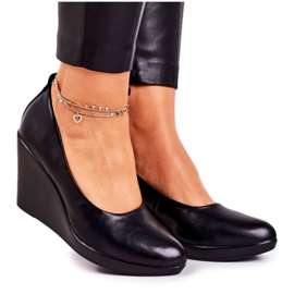 PJ1 Escarpins Classiques Pour Femmes Sur Compensées Noir Ivonne