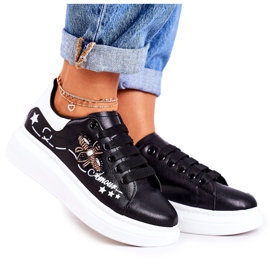 Chaussures de sport pour femmes Sneakers avec une mouche Black Amour le noir